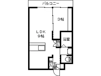 サンライズハイツ(1LDK/3階)の間取り写真