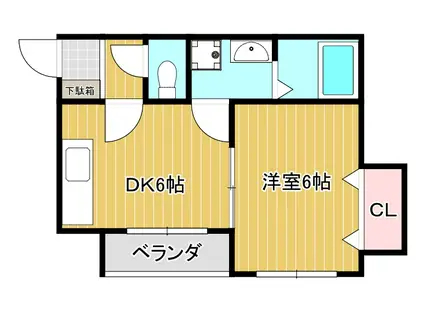 タウンハイツ振興(1DK/1階)の間取り写真