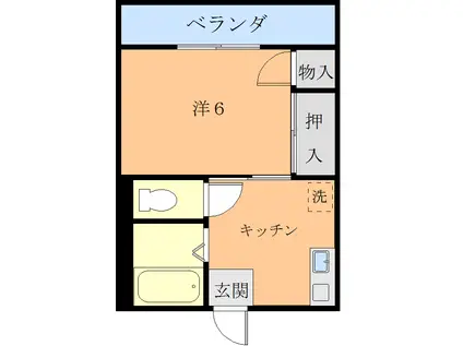 サンマンション(1K/2階)の間取り写真