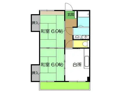 コーポ丑之助(2DK/2階)の間取り写真