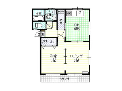 ウエストL(2DK/1階)の間取り写真