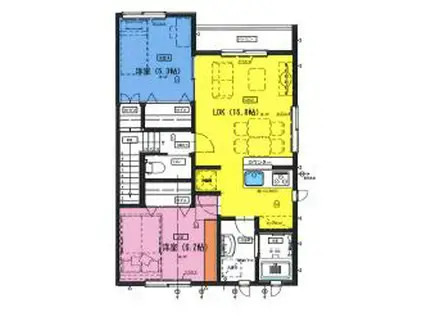 ブランネージュB棟(2LDK/2階)の間取り写真