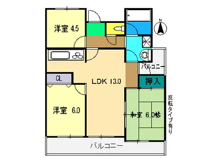 ダイアパレス中宝永町(3LDK/10階)の間取り写真
