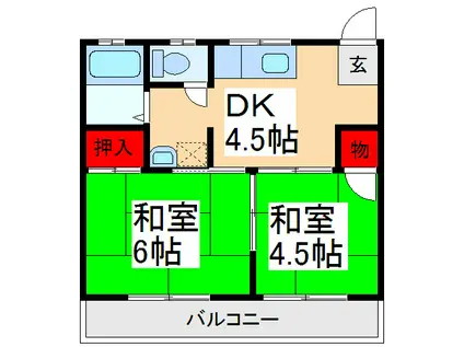 ハイツナカムラ(2DK/1階)の間取り写真