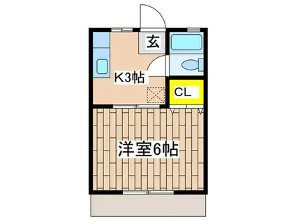 ハイツ湘南II(1K/1階)の間取り写真