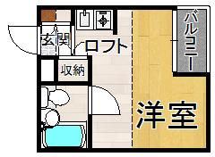 トクワ1(ワンルーム/2階)の間取り写真