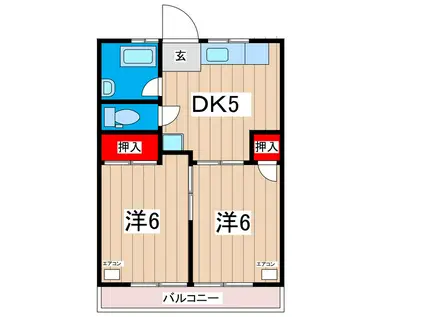 第2大窪荘(2DK/2階)の間取り写真