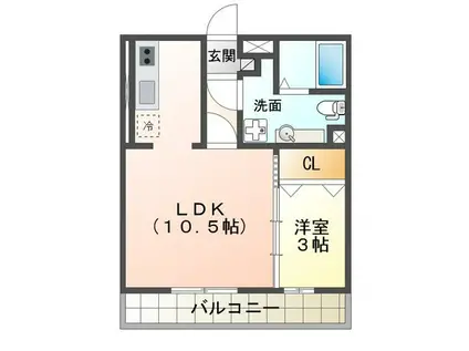ツーファイブ(1LDK/3階)の間取り写真
