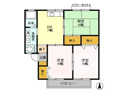 メゾンブランシュ壱・弐番館(3DK/1階)の間取り写真