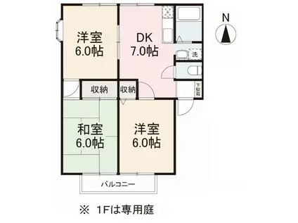 グリーンヒルズ玉藻II(3DK/2階)の間取り写真