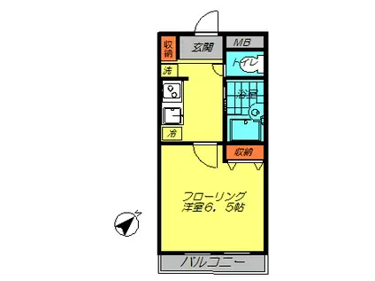 クランベリーコート(1K/3階)の間取り写真