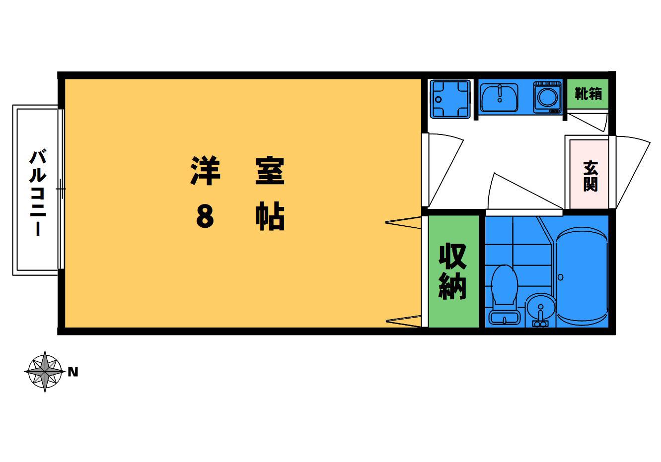 アティック9(1K/2階)の間取り写真