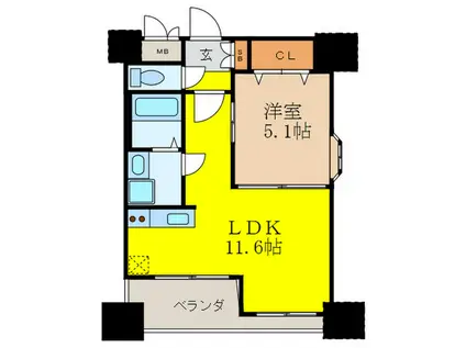 ノルデンハイム江坂(1LDK/3階)の間取り写真