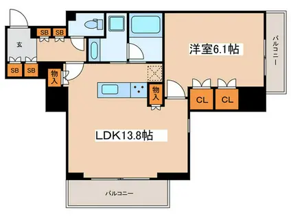 プライムメゾン西早稲田(1LDK/3階)の間取り写真