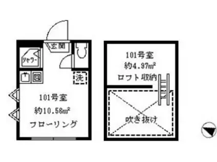 ソフィアハープ(ワンルーム/1階)の間取り写真