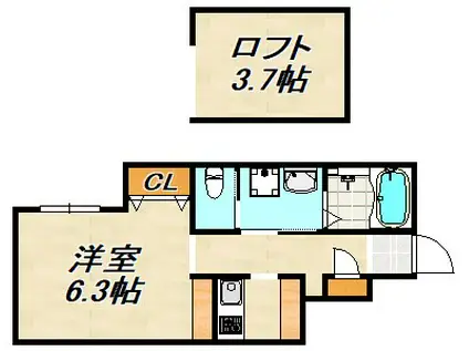 あんしん宮川町(ワンルーム/1階)の間取り写真