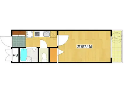 エーデルブルーメセブン(1K/3階)の間取り写真