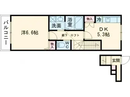 GREEN TIES 石神井台(1DK/2階)の間取り写真