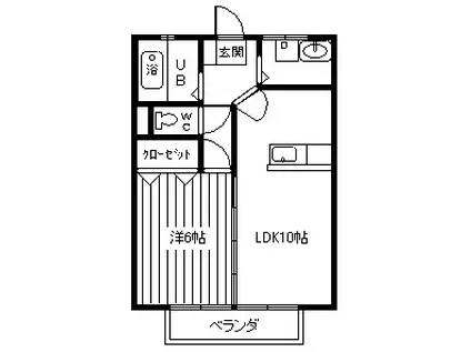 ウィンヒルズアサカ(1LDK/2階)の間取り写真