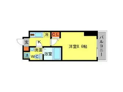 SERENITE江坂四番館(1K/8階)の間取り写真