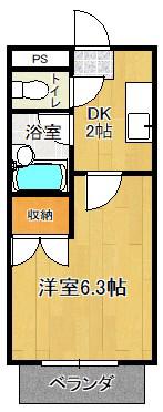 タケダビルI(1K/2階)の間取り写真