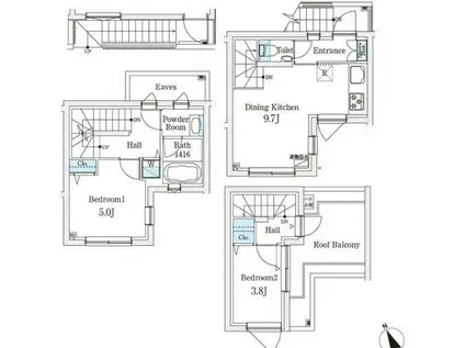 AGRATIO TERRACE 恵比寿(2DK/1階)の間取り写真