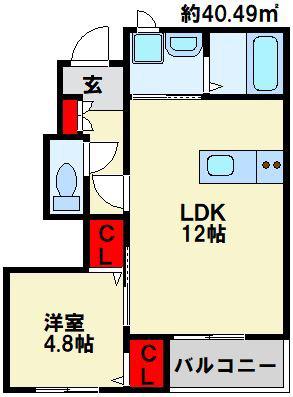エスプランティ SGK(1LDK/1階)の間取り写真