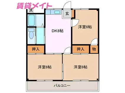 コーポ八幡(3DK/2階)の間取り写真