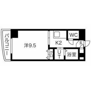 ライジングヴィラ葵(1K/4階)の間取り写真