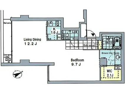 青山アレー(1LDK/2階)の間取り写真