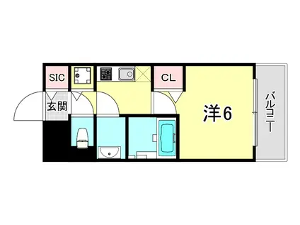 プレサンス新神戸駅前(1K/8階)の間取り写真