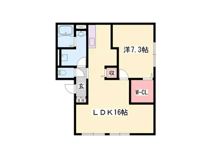 ロイヤルハイツII(1LDK/2階)の間取り写真