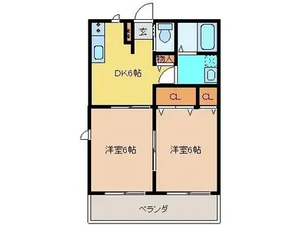 マドレカーサI(2DK/1階)の間取り写真