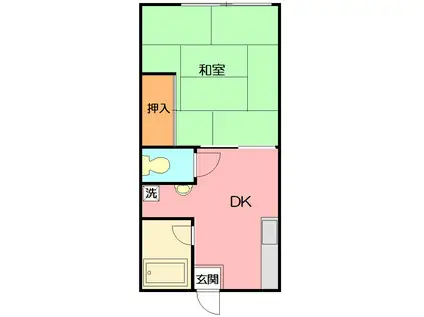 ドエルK(1DK/1階)の間取り写真