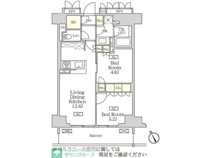 リーフシティ市川ザ・レジデンス(2LDK/8階)の間取り写真