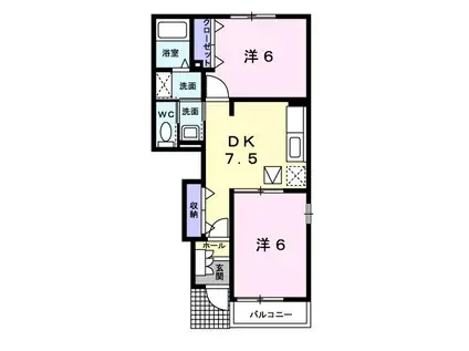 パール メゾン II(2DK/1階)の間取り写真