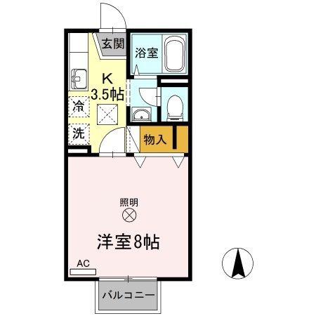 メゾンたちばなC棟(1K/1階)の間取り写真