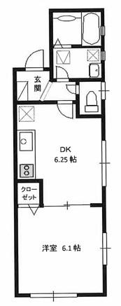 レジデンス・リバーサイド(1DK/1階)の間取り写真