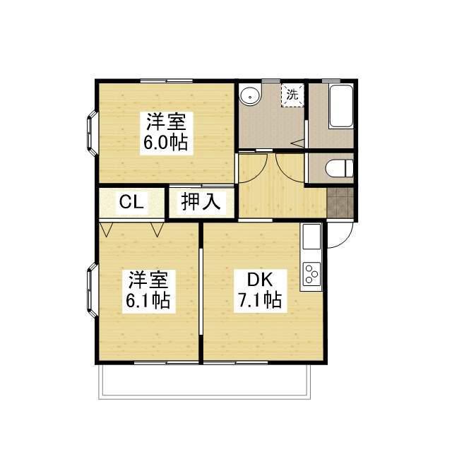 ヴィレッジ21 A棟(2DK/2階)の間取り写真