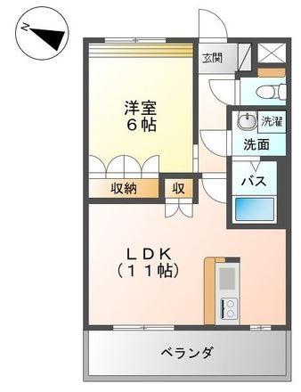 サンテ・フルール(1LDK/2階)の間取り写真