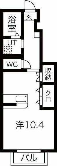 P.COURT(ワンルーム/1階)の間取り写真
