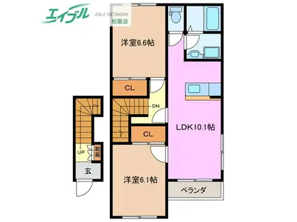 エクシードII(2LDK/2階)の間取り写真