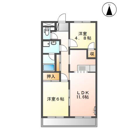 ベルエアー(2LDK/2階)の間取り写真
