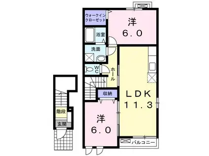 カーサ・アルドーレII(2LDK/2階)の間取り写真