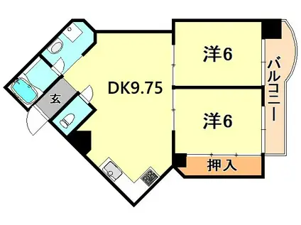 レジデンス明信(2DK/2階)の間取り写真