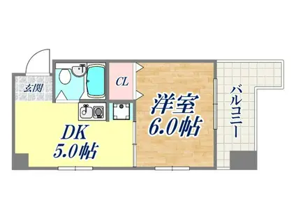 ヴェルドール兵庫2(1DK/5階)の間取り写真