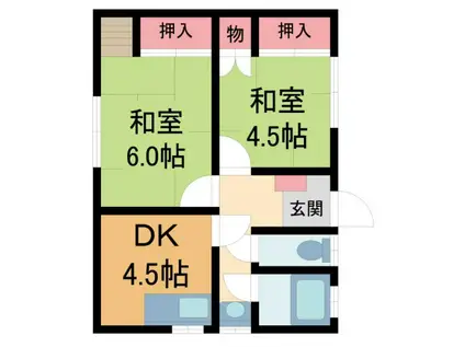 坂上アパート(2DK/1階)の間取り写真