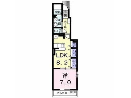 グランディア元宮(1LDK/1階)の間取り写真