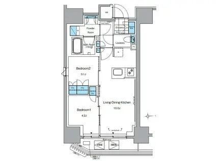 LEFOND PROGRES田原町(2LDK/12階)の間取り写真