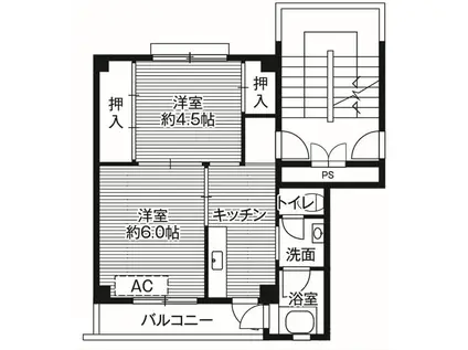ビレッジハウス余座1号棟(2K/1階)の間取り写真
